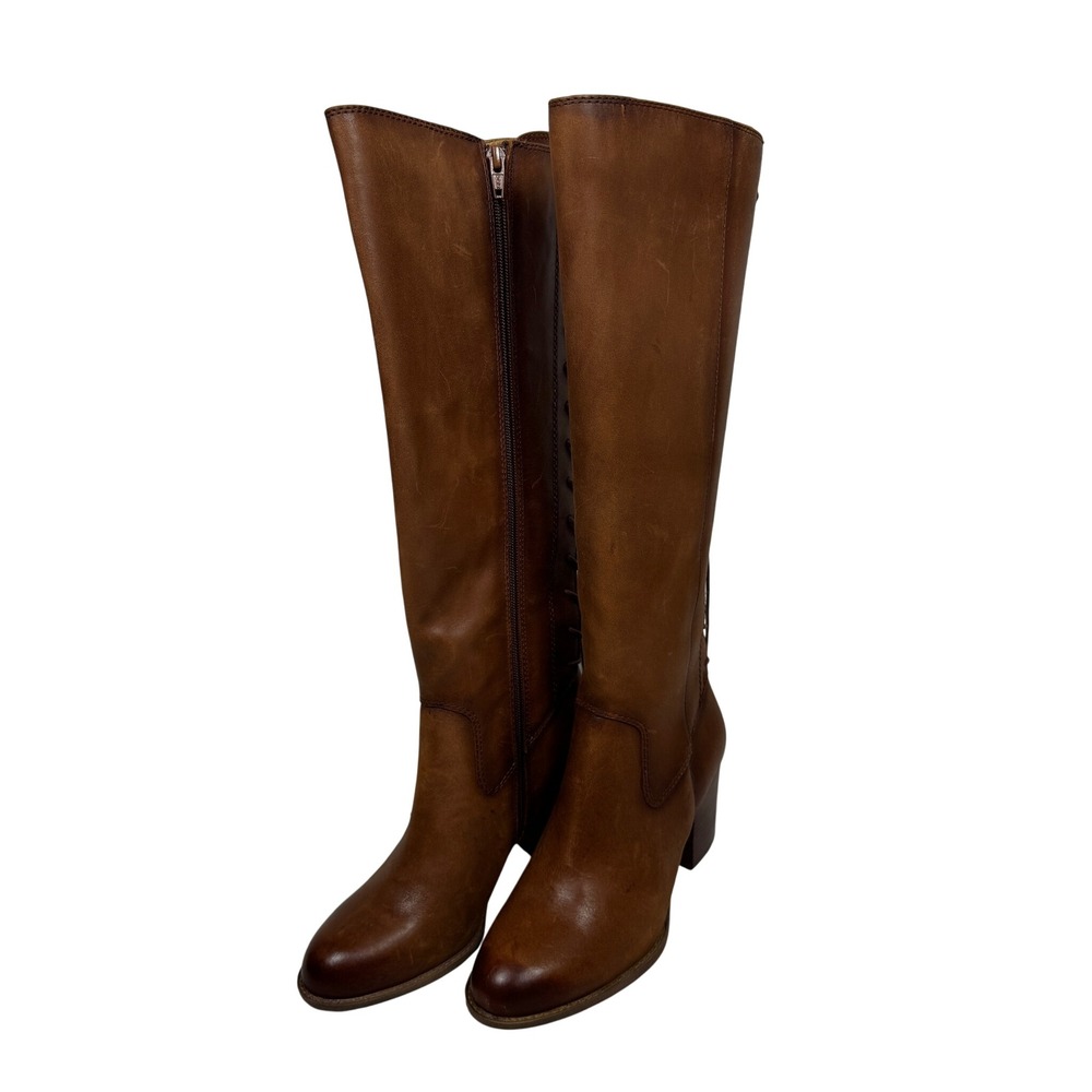 Sofft Sharnell Whiskey Brown Leather Lace Up Back Tall Boots Womens 7M 1433630